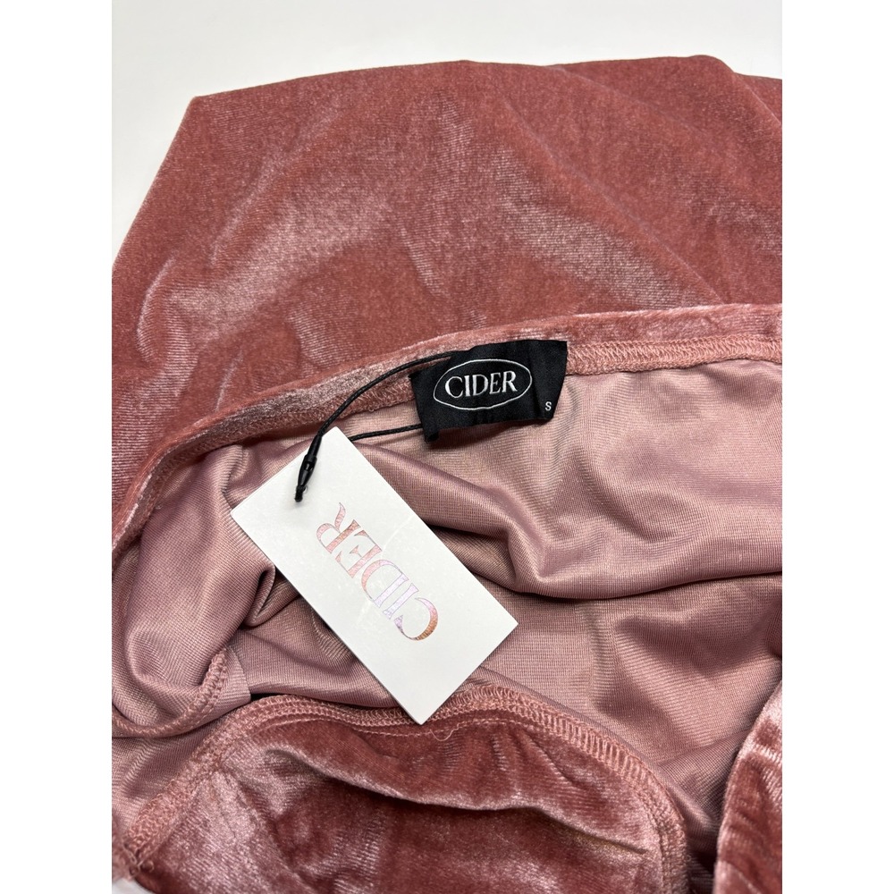 CIDER Dress Womens S Pink Velvet Strapless Party Mini Stretch New - Picture 2 of 6